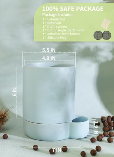 6" Ceramic Self-Watering Planter 