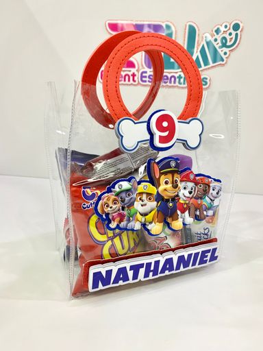 3D RED HANDLE CLEAR PARTY BAGS (EMPTY) 