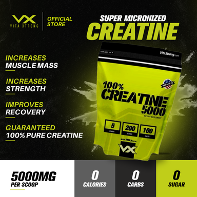 Vitaxtrong Creatine Monohydrate (500G) Super Micronized Powder, Muscle Strenght & Recovery, Halal [VX]  