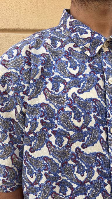 Blue & White Paisley Print Shirt