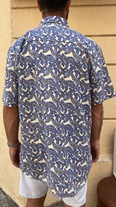 Blue & White Paisley Print Shirt