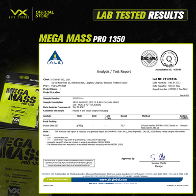VITAXTRONG MEGA MASS PRO 1350 12lbs 5.4kg (Added 38 Vitamin & Minerals and Casein) (Copy)