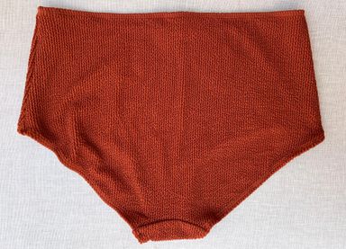 Burnt Orange High Waisted Textured Bikini Bottoms