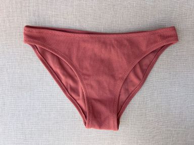 Candy Pink Ribbed V-Cut Bikini Bottoms