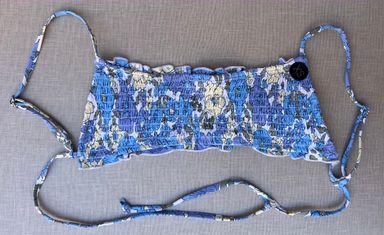 Blue Floral Smocked Bandeau Bikini Top