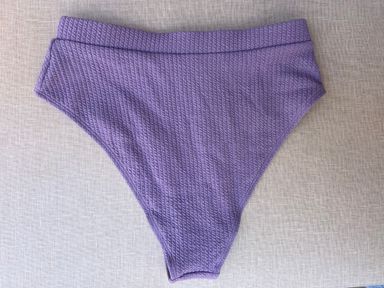 Purple High Waisted Textured Bikini Bottoms