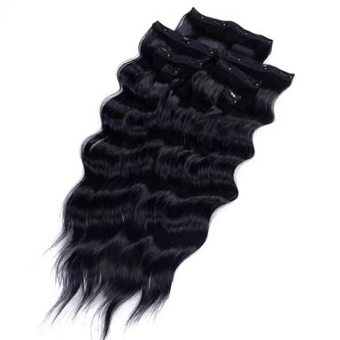 Long Straight Heat Resistant Double Drawn Synthetic Clip in Hairpieces With 7Pcs/Set 160grams Synthetic Hair Extension Clip in