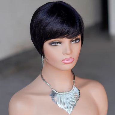 Pixie Cut Human Hair Wig Short Straight Golden Blonde Layered Full Machine Made Wig 100% Remy Human Hair for Black Women Natural
