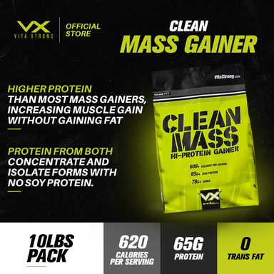 VITAXTRONG Clean Mass Hi-Protein Gainer (6lbs/2.7kg) | Build Muscle, High protein, Max Muscle Growth [VX]