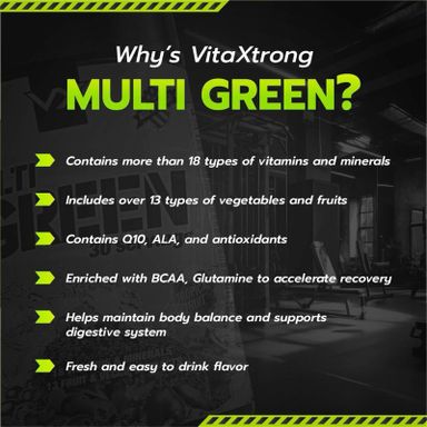 VITAXTRONG MULTI GREEN Multi Vitamins & Minerals + fruits & Veggie Extracts for athletes (30 servings)