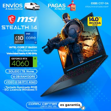 MSI STEALTH 14 STUDIO A13VF / CORE i7 13Va Generación / RTX 4060 8 GB