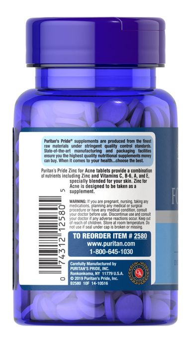 Puritans's Pride Zinc For Acne