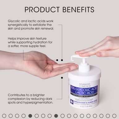 Advanced Clinical Body & Face 10% Glycolic + Lactic Acid Body Cream 