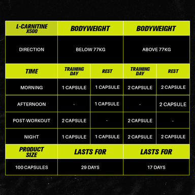 VITAXTRONG L-CARNITINE X500 (100 Capsules) | Fat Burner, Boost Energy [VX]