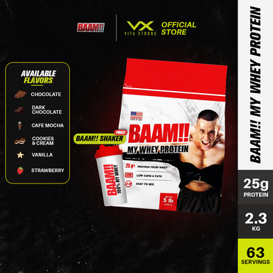 BAAM!! MY WHEY PROTEIN Powder (5lbs, 2.3kg) Muscle Gain, Very Delicious Taste