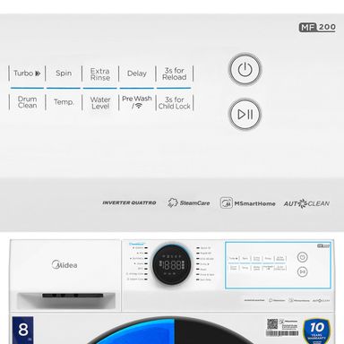 "MIDEA WASHING MACHINE INVERTER FRONT LOAD 8KG 