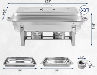 Silver Rectangular Catering Chafer Warmer Set with Tray Pan Lid