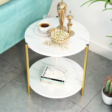 MARBLE GOLD TABLE SERIES - ROUND 40CM 