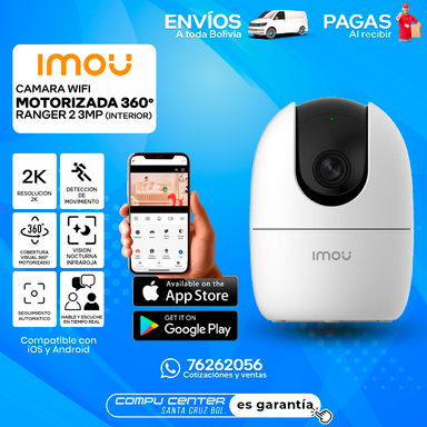 IMOU RANGER 2 / 3MP 2K RESOLUCION / MOTORIZADA 360 / WIFI / INTERIOR