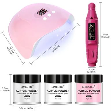 Acrylic Powder Manicure Full Set Fast Dry Glitter Nail Dipping Powder for Nail Decoration Pink Model Number With Nail Lamp