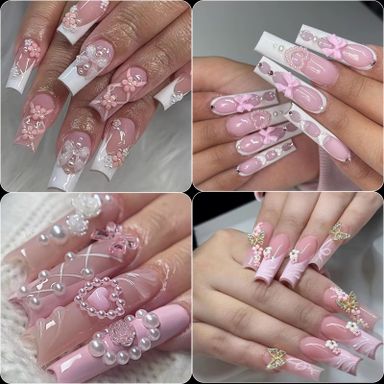 Wholesale New 12- Grid 3D Set Bow Knot Nail Decoration Cartoon Rabbit Bow Pearl Mixed Set Box Resin Nail Charms