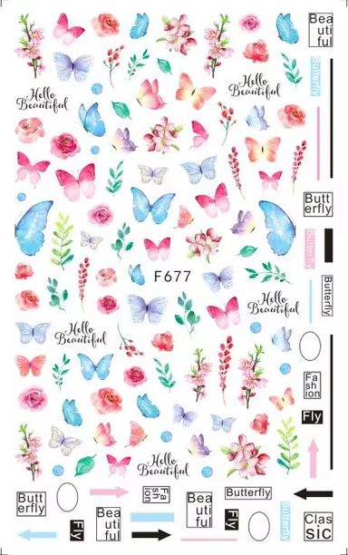 Wholesale New Japanese Style Butterfly Flower Nail Deeäls3D Art Waterproof Self Adhesive Nail Stickers Manicures Decorations DIY