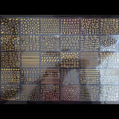 30Pcs Gold Bronzing Nail Art Sticker Set Lace Geometric Flowers Hearts Colorful Flower Nail Art DIY Decals Nail Stickers Decals