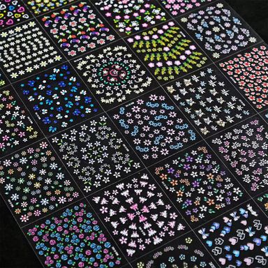 30Pcs Gold Bronzing Nail Art Sticker Set Lace Geometric Flowers Hearts Colorful Flower Nail Art DIY Decals Nail Stickers Decals