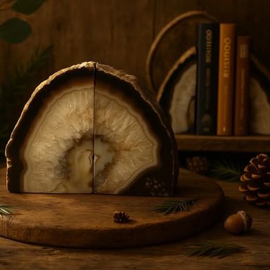 Forest Veil ( 5kg ) Smoky Geode Bookends (Pair)