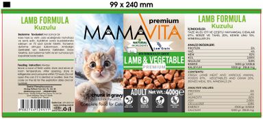 Mamavita Lamb Chunks in Gravy for Adult Cats, 400 g