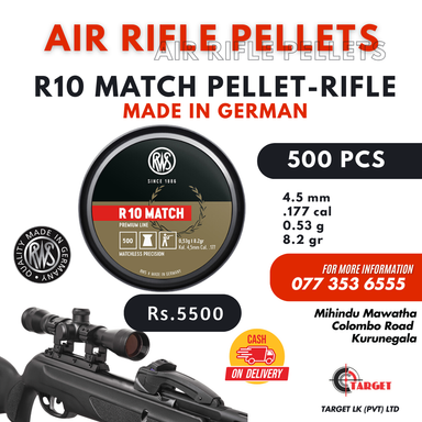 R10 Match Pellet - RIFLE-500Pcs (RWS) Made in GERMANY  / Air Rifle / Air Rifle Pellets / Shooting