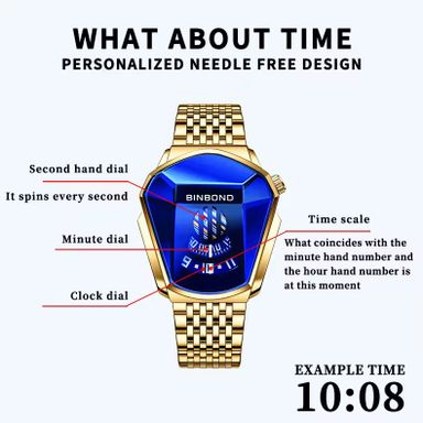 BINBOND 01 Fashion Personality Men's Watch Trend Arge-cap Watch Style Locomotive Concept Watch Male Bully, Black Techn