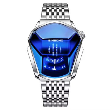 BINBOND 01 Fashion Personality Men's Watch Trend Arge-cap Watch Style Locomotive Concept Watch Male Bully, Black Techn