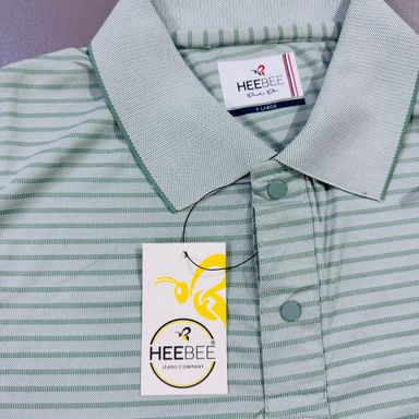 HEEBEE HORIZONTAL STRIPPED POLO SHIRT -  MINT GREEN