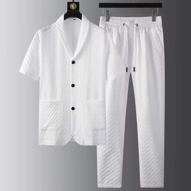 Summer Short Sleeve Tops and Pants Suits Breathable Casual T Shirt Running Set