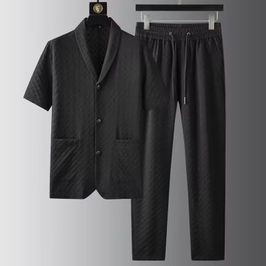 Summer Short Sleeve Tops and Pants Suits Breathable Casual T Shirt Running Set