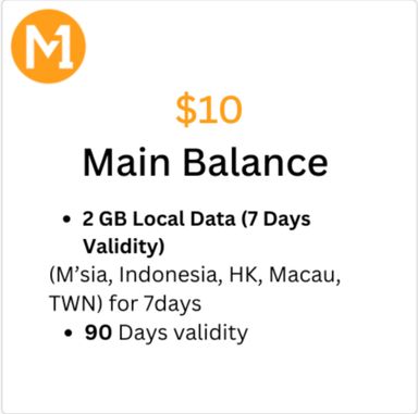 M1 $10 Main Balance Top-up