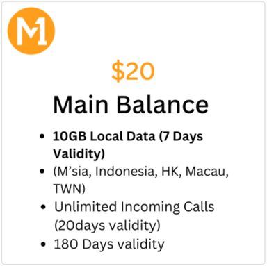 M1 $20 Main Balance Top-up