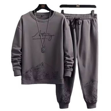 Printed Thin Type Hoodie Men's 2023 Spring and Autumn Korean Version of the New Crewneck Loose Top Chic Men's Sports Suit
