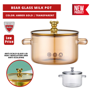 BEAR GLASS MILK POT (POT KACA)