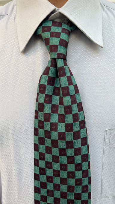 Green & Burgundy Checkered Tie