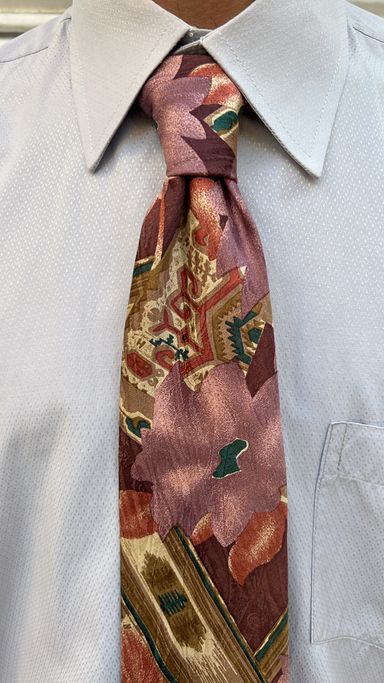  Pink & Brown Abstract Floral Tie