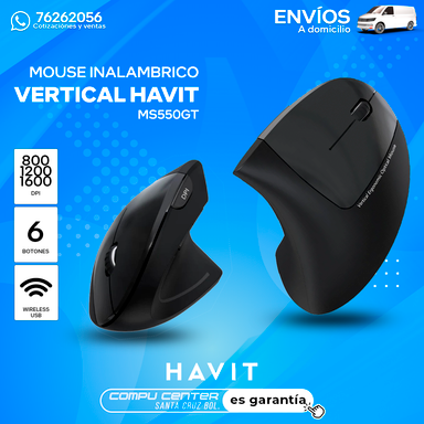 HAVIT MS550GT VERTICAL / MOUSE INALAMBRICO / 1600 DPI