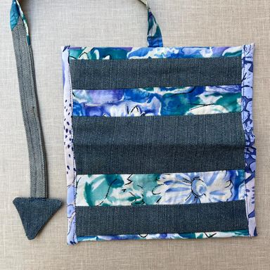 Blue Floral and Denim Handmade Tobacco Pouch