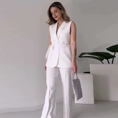C0318 Trendy Outfits for Women Formal Sets Elegant Ladies Suits Office Wear Top and Pants Two Piece Set Women Clothing
