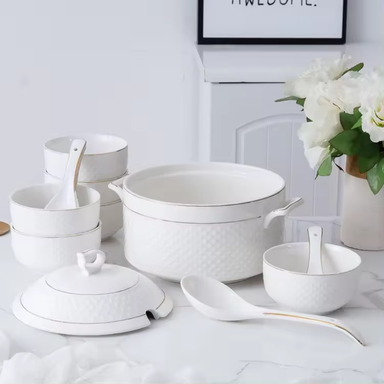 MARBLE BUFFET SOUP POT SET