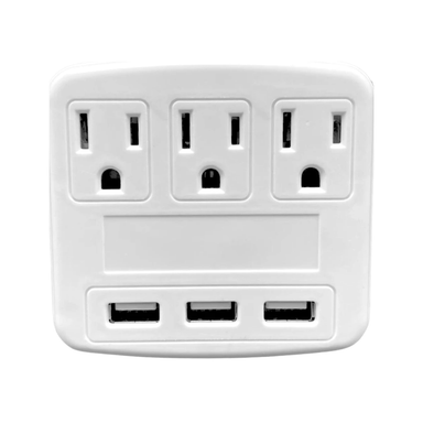 TOMACORRIENTE 3 TOMAS 110V + 3 USB 2.0A