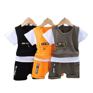Summer Children Clothing Baby Boys Clothes Gentleman Boys Short Sleeve Shorts Printed Kids Suit