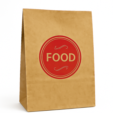 DELIVERY TAKEOUT BAGS - GENERIC DESIGN / “FOOD TO GO” BROWN & RED - 2 SIZES 
