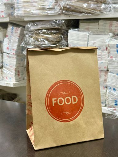 DELIVERY TAKEOUT BAGS - GENERIC DESIGN / “FOOD TO GO” BROWN & RED - 2 SIZES 